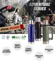 WUJO Precio de Fábrica OEM ODM Termo de Acero Inoxidable para Agua y Café, Botella de Vacío para Viajes al Aire Libre con Asa