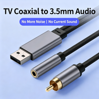 Convertisseur audio numérique-analogique DAC alimenté par USB, adaptateur RCA vers prise jack 3,5 mm pour boîtier TV intelligent, haut-parleur, câble adaptateur auxiliaire