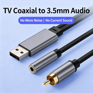Convertisseur audio numérique-analogique DAC alimenté par USB, adaptateur RCA vers prise <span class=keywords><strong>jack</strong></span> 3,5 mm pour boîtier TV intelligent, haut-parleur, câble adaptateur auxiliaire - Product Image 1