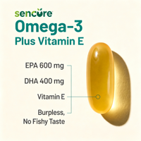 Huile de poisson Oméga 3 extra forte 400 DHA Vitamine E - Capsules pour adultes d'origine durable - 60 gélules molles - Améliore l'immunité - Saveur citron