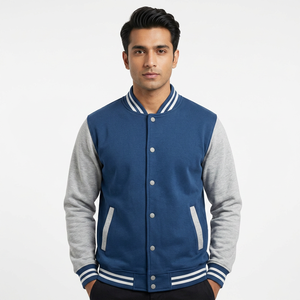 Custom Black <b>Grey</b> Varsity <b>Jacket</b> Men Baseball Bomber <b>Jacket</b> Fashion College Uniform Streetwear Outerwear OEM ODM Wholesale - Product Image 1