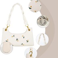 Sacs à main de luxe de créateurs, sac bandoulière sous le bras, fermeture éclair, deux sangles amovibles, matériau PU, broderie marguerite