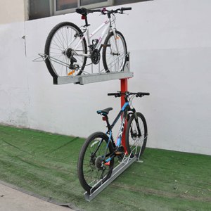 Deux niveaux porte-vélos empilable cycle vélo vertical support de stockage pour support de stationnement - Product Image 2