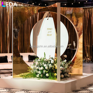 LEDA Newly Designed <b>Mirrored</b> Gold <b>Acrylic</b> Reception Seating Panels Are Used For Wedding Banquet Entrance Reception - Product Image 3