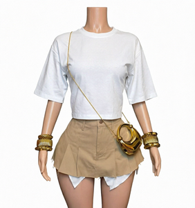 Women Summer Vintage Cotton Tee and Denim Shorts Set Embossed Print Quick Dry Casual Streetwear <b>2</b> <b>Piece</b> Outfit - Product Image 1