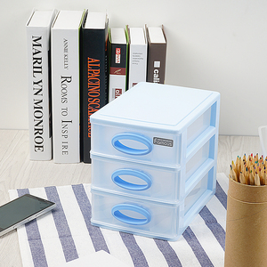22*16*19厘米小桌面透明前塑料3抽屉收纳柜 - Product Image 3