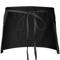 Apron Pendek Hitam untuk Pelayan Pria dan Wanita dengan 3 Kantong untuk Restoran dan Bar