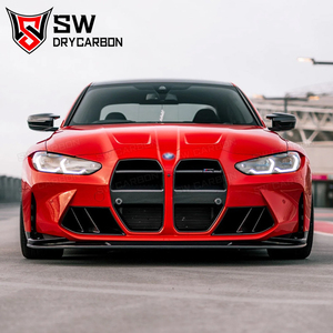 Para <span class=keywords><strong>BMW</strong></span> <span class=keywords><strong>M3</strong></span> M4 G80 G81 G82, embellecedor de entrada de aire del parachoques delantero de carbono, fibra de carbono seca, estilo R44, conductos de doble aleta - Product Image 4