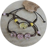Bracelet unique pour femme, taille ajustable, simplicité végétale, corde d'ambre tissée, bijoux en fleurs séchées, bracelets et joncs