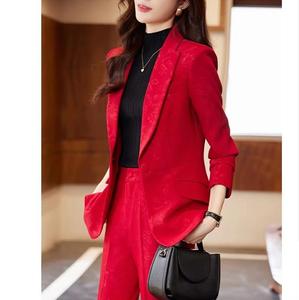 S-4XL профессиональная куртка с длинными рукавами, строгий комплект из брюк, двубортный костюм, куртка, прямые брюки, комплект из 2 предметов - Product Image 1