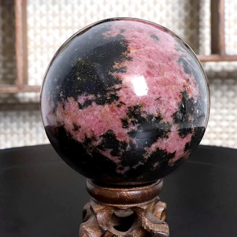 Chystals topu Rhodonite taş cilalı doğal değerli taşlar Rhodonite küre ev dekorasyon için