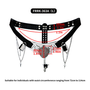 Ceinture de chasteté en cuir PU anti-évasion FRRK pour hommes, harnais pour verrouillage du pénis en métal, cage à pénis, BDSM, bondage, sous-vêtements pour adultes, jouets sexuels OEM - Product Image 3