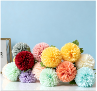 Fleur artificielle en soie, chrysanthème pompon à tige unique, fausse fleur boule pour bouquet de mariage, décoration de fête