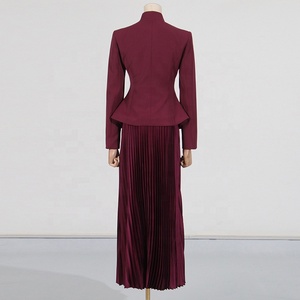 OUDINA - Conjunto <span class=keywords><strong>de</strong></span> <span class=keywords><strong>Dos</strong></span> <span class=keywords><strong>Piezas</strong></span> <span class=keywords><strong>de</strong></span> Alta Gama <span class=keywords><strong>para</strong></span> Mujer, Estilo Casual y Elegante, con Bordado, Falda Plisada <span class=keywords><strong>de</strong></span> Cintura Alta y Blazer - Product Image 3