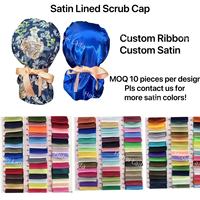 Gorro de enfermería con estampado de dibujos animados, gorro de algodón para médicos, gorros quirúrgicos para cabello largo, gorro de trabajo para chef, veterinario, médico con juego de portacredenciales a juego