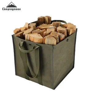 Cắm Trại Kích Thước Lớn Canvas Củi Gỗ Carrier Bag Log Lưu Trữ Cắm Trại Ngoài Trời Chủ Durable Carry Bag Đôi Xử Lý