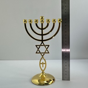 Ménorah en <span class=keywords><strong>métal</strong></span> plaqué or gravée et sculptée, modèle de Noël, décoration de maison, religieuse, moderne et traditionnelle - Product Image 5