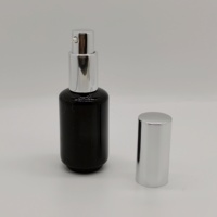 Emballage cosmétique de bouteille de pompe en verre de haute qualité 30ml bouteille ronde de fond en verre noir brillant bouteille d'huile avec pompe à lotion