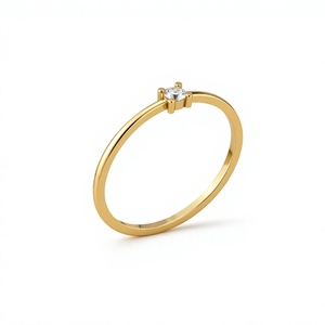 Handmade 10k Gold Trendy Minimalist Solitaire Prong Setting Lab Grown VVS1 Diamond Wedding <b>Stacking</b> <b>Ring</b> for Women Gift for her - Product Image 1