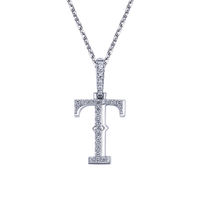 Pendentif lettre T en or blanc massif 18 carats, design creux avec diamant de laboratoire, bijou personnalisé pour homme et femme, cadeau