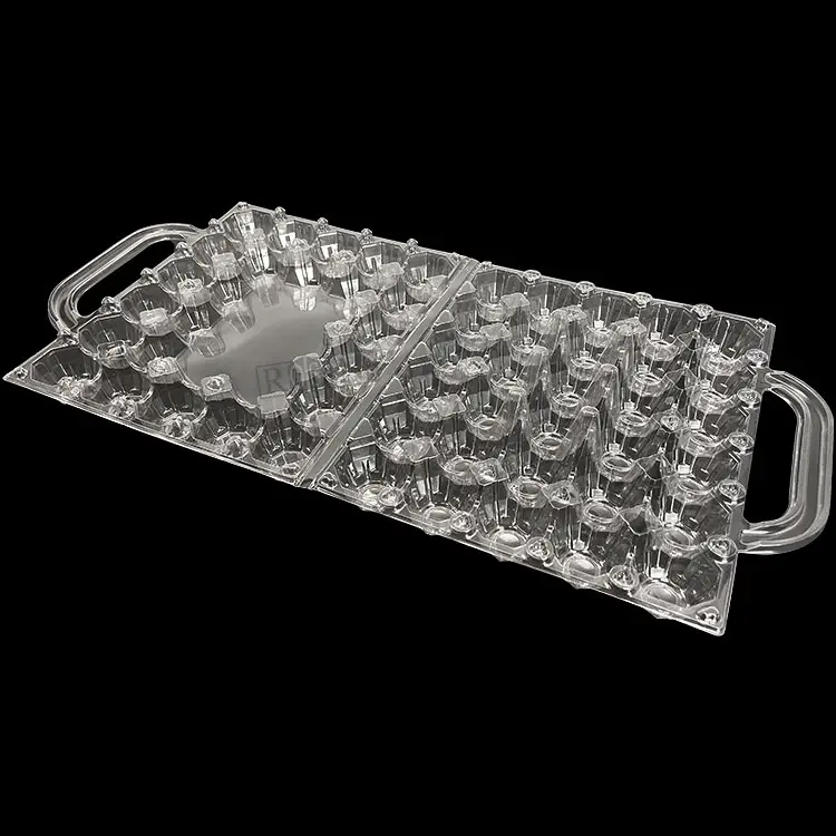 Disposable 30 Holes Egg Packing Tray Suppliers Transparent Pet Plastic Blister Trays For Eggs with handle