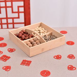 Caja de madera para frutos secos, 22x22x6cm, cuatro compartimentos para aperitivos, almacenamiento para sala de estar y bodas - Product Image 4