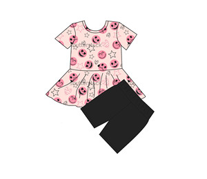 Abbigliamento Coordinato <span class=keywords><strong>Mamma</strong></span> e Figlia <span class=keywords><strong>in</strong></span> Bambù, Vestito a Maniche Corte e Pantaloncini Tinta Unita, Abito Estivo Boutique per Bambini - Product Image 2