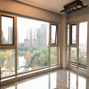 Estilo moderno Personalizado Últimos diseños de ventanas Ventanas abatibles de aluminio comercial con pantalla