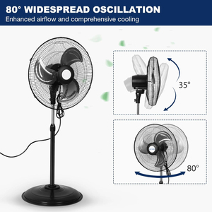 Ventilateur sur pied oscillant 3-en-1 électrique pour hôtel, hauteur réglable, en plastique, classe d'efficacité énergétique - Product Image 4