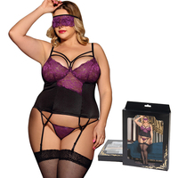 Ensemble de lingerie exotique grande taille pour femme avec masque pour les yeux, vente en gros en stock, faible MOQ, emballage en boîte
