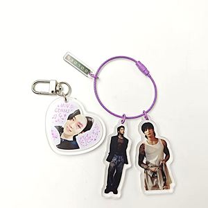 Portachiavi in acrilico personalizzato con charm, stampa olografica a stella arcobaleno in resina epossidica - Product Image 2