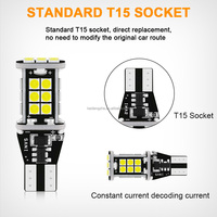 Kaidengzhe 12V Nouvelle Lampe de Positionnement Latérale Super Lumineuse T15 Canbus 3030 24smd Ampoule LED Blanche Rouge Ambre pour Feu de Recul de Voiture