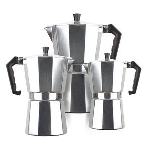 Eco Friendly Aluminium Stovetop Espresso Moka Pot Espresso Cup Coffee Maker With Wooden Handel