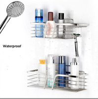 Lot de 2 étagères d'organisation de douche adhésives fortes et imperméables avec 4 crochets