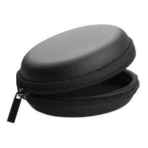 PU Leather EVA Material No Smell Low Price Wholesale Earphone Custom Small Round EVA Zipper Case