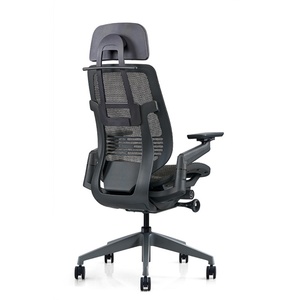 Chaises ergonomiques pivotantes noires à dossier haut en maille intégrale, nouveau style, avec soutien lombaire réglable, chaise de bureau - Product Image 4