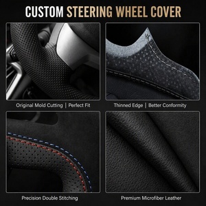 Housse de <span class=keywords><strong>volant</strong></span> en cuir microfibre cousue à la main, personnalisée avec la marque de l'usine, pour <span class=keywords><strong>Isuzu</strong></span> Dmax - Product Image 4