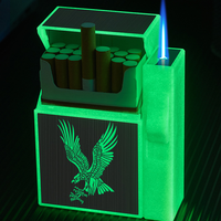 Étui à cigarettes DEBANG avec étui à cigarettes briquet pouvant contenir 20 cigarettes avec briquet coupe-vent rechargeable Butane