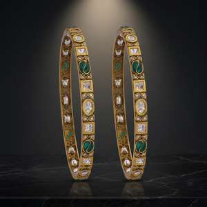 Kundan Victorian Polish Green Stone <b>Copper</b> Alloy <b>Bangle</b> for Women's Wedding Occasion 188251 - Product Image 2