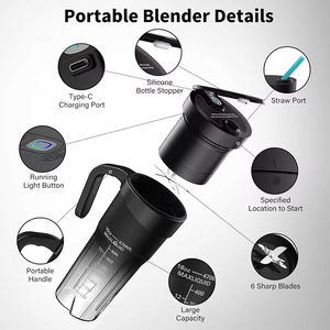 Vaso Mezclador Portátil de Alta Calidad, Recargable por USB, 470 ml, 6 Cuchillas, Mini Licuadora de Frutas, Exprimidor Manual, Batidora de Smoothies con Pajita - Product Image 3