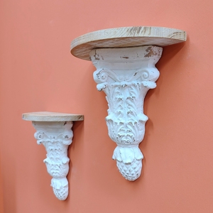 S/2 Estantes Flotantes de Madera Maciza para Colgar en la Pared, Estilo Rústico, Organizador de Cocina, Estante de Pared de Madera Tallada - Product Image 1