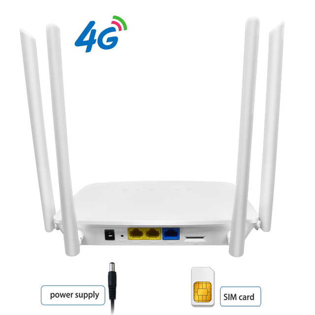 MT7628NN 4G Router Sim Card Slot 4* 5dBi Antennas 12V Wireless Internet QoS Function 300mbps Max. LAN Data LTE Internet Access
