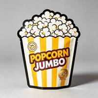 Sachet Mylar personnalisé de 25g en forme de seau à popcorn, découpé sur mesure, de qualité alimentaire, à soufflet, imprimé, pour l'emballage de snacks et de popcorn en détail
