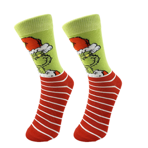HY-2034 nouveau 2023 à la mode en gros créatif dessin animé <span class=keywords><strong>Grinch</strong></span> présent cadeau chaussettes de noël Couples - Product Image 3