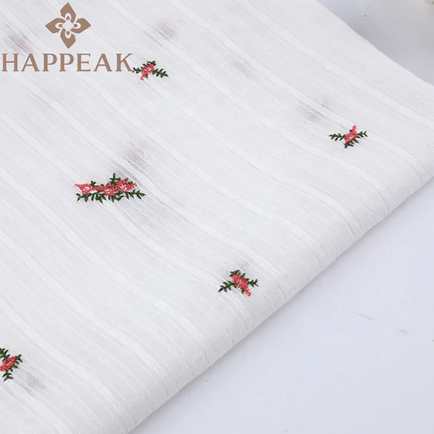 Happpeak – tissu en coton brodé de fleurs blanches pour robe, nouvelle collection