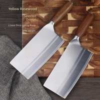 Vente directe usine – Ensemble de couteaux de cuisine modernes à lames en acier inoxydable à haute teneur en carbone (couteaux de chef et à découper) avec manche en bois, lame de 18 cm