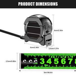 Cinta Métrica Fluorescente Negra de Alta Precisión de 5m (25 Pies) del Fabricante, Cinta Métrica de Acero Duradera y Resistente a Impactos - Product Image 4