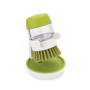 Brosse de nettoyage à pression avec logo personnalisé, très vendue, pour vaisselle, cuisine, avec distributeur de savon intégré - Product Image 3