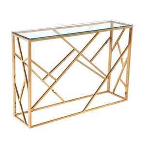 Table <span class=keywords><strong>console</strong></span> <span class=keywords><strong>demi</strong></span>-<span class=keywords><strong>lune</strong></span> en acier inoxydable couleur or table d'entrée en <span class=keywords><strong>verre</strong></span> trempé table <span class=keywords><strong>console</strong></span> vintage - Product Image 6