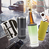 Termos mobil cangkir Bluetooth pintar baja tahan karat 14oz terlaris dengan Speaker nirkabel botol vakum sempurna untuk hadiah berkemah
